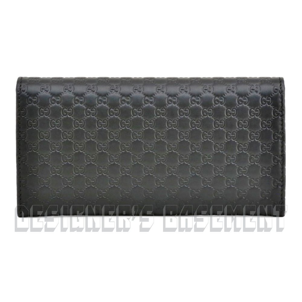 GUCCI black MICRO GUCCISSIMA leather LOGO snap flap Continental GG Wallet 449396 - Picture 5 of 6